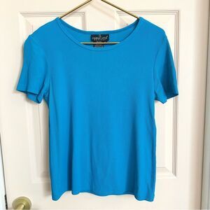 Carole Little Blue Fitted Short Sleeve T-Shirt